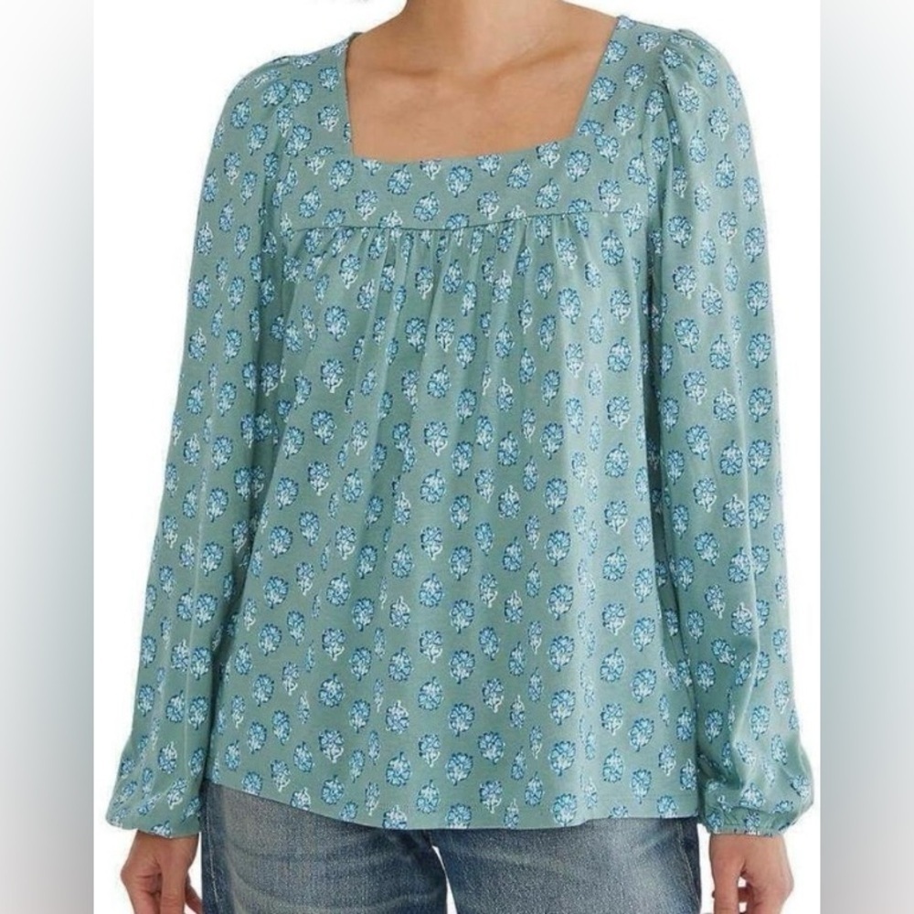 Lucky Brand floral l/s cotton top, size M
